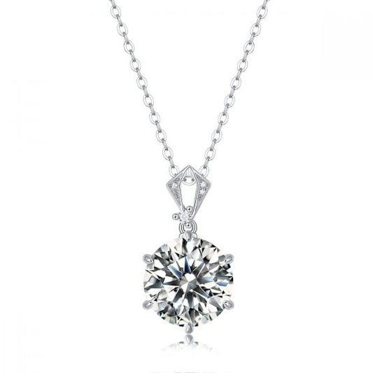 *Necklace* Elegant 10ct Round Moissanite CZ Heart Border 925 Sterling Silver *Necklace*