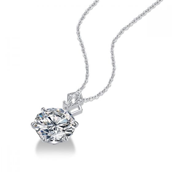 *Necklace* Elegant 10ct Round Moissanite CZ Heart Border 925 Sterling Silver *Necklace*